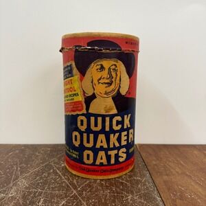 Vintage Quick Quaker Oats Canister Container Collectible Advertising Display